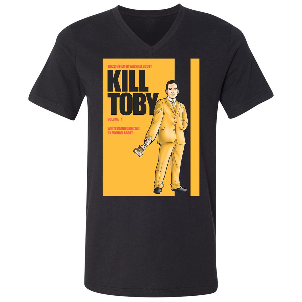 Unisex V-Neck T-Shirt - DFE1HZ8K - Black - 1