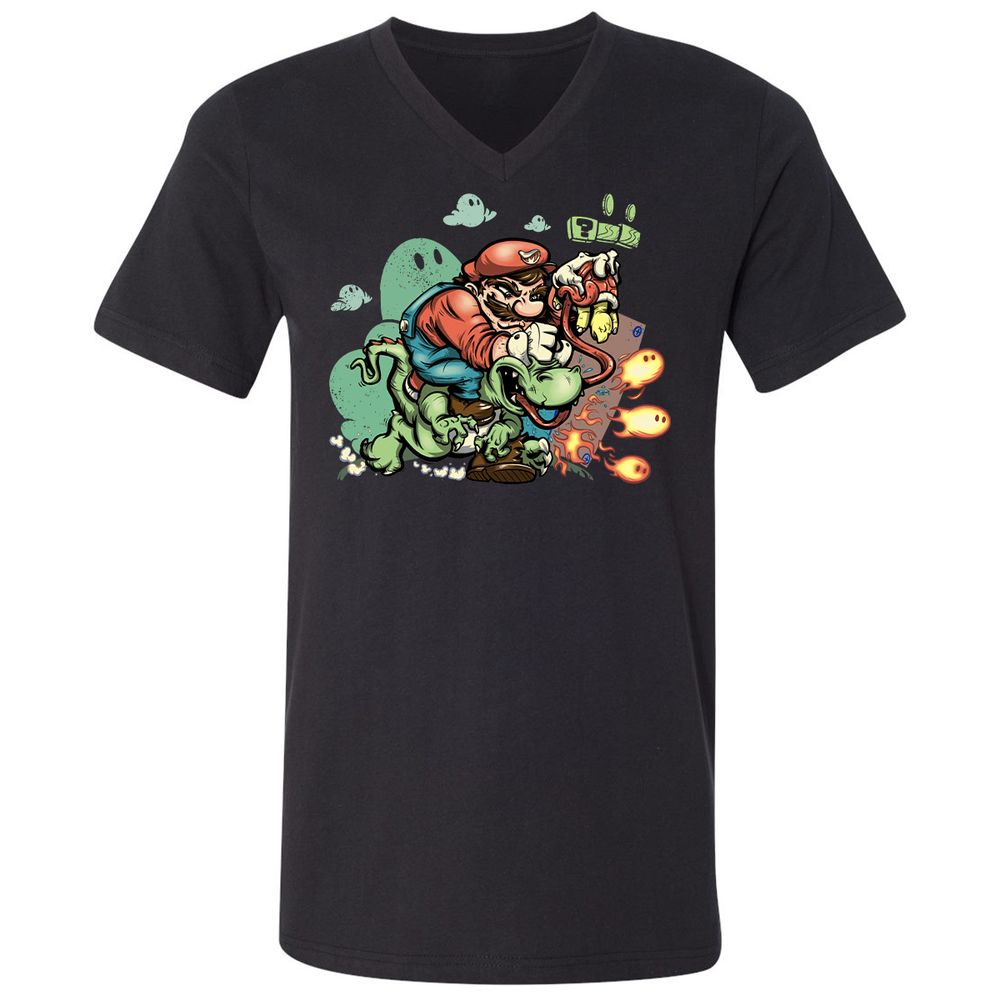 Unisex V-Neck T-Shirt - YWADZVZE - Black - 1