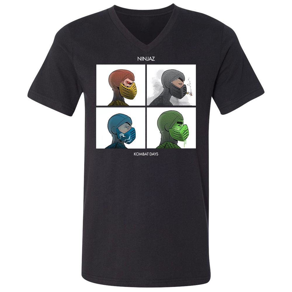 Unisex V-Neck T-Shirt - LQPZ49UY - Black - 1