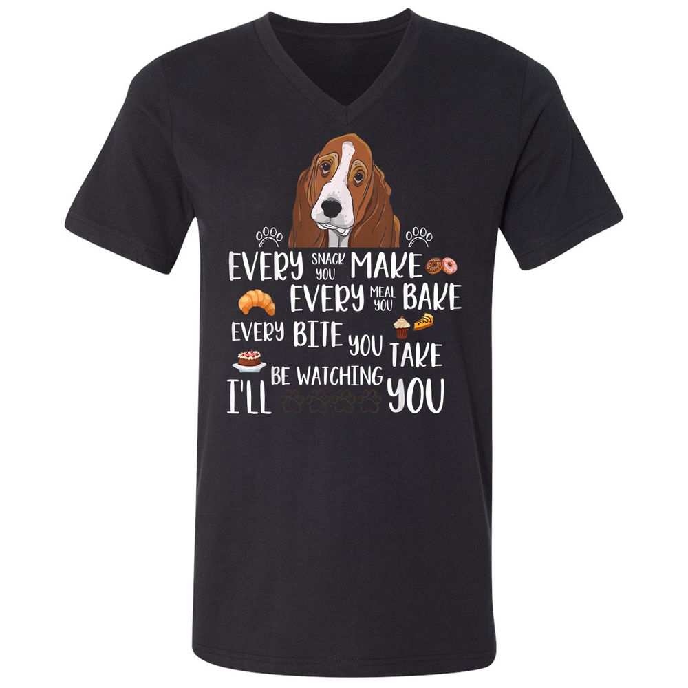 Unisex V-Neck T-Shirt - D66MJU5H - Black - 1