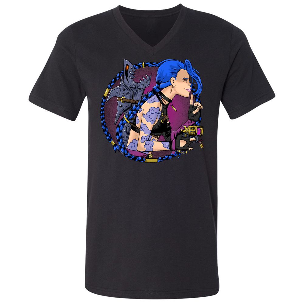 Unisex V-Neck T-Shirt - JU1JJMX5 - Black - 1