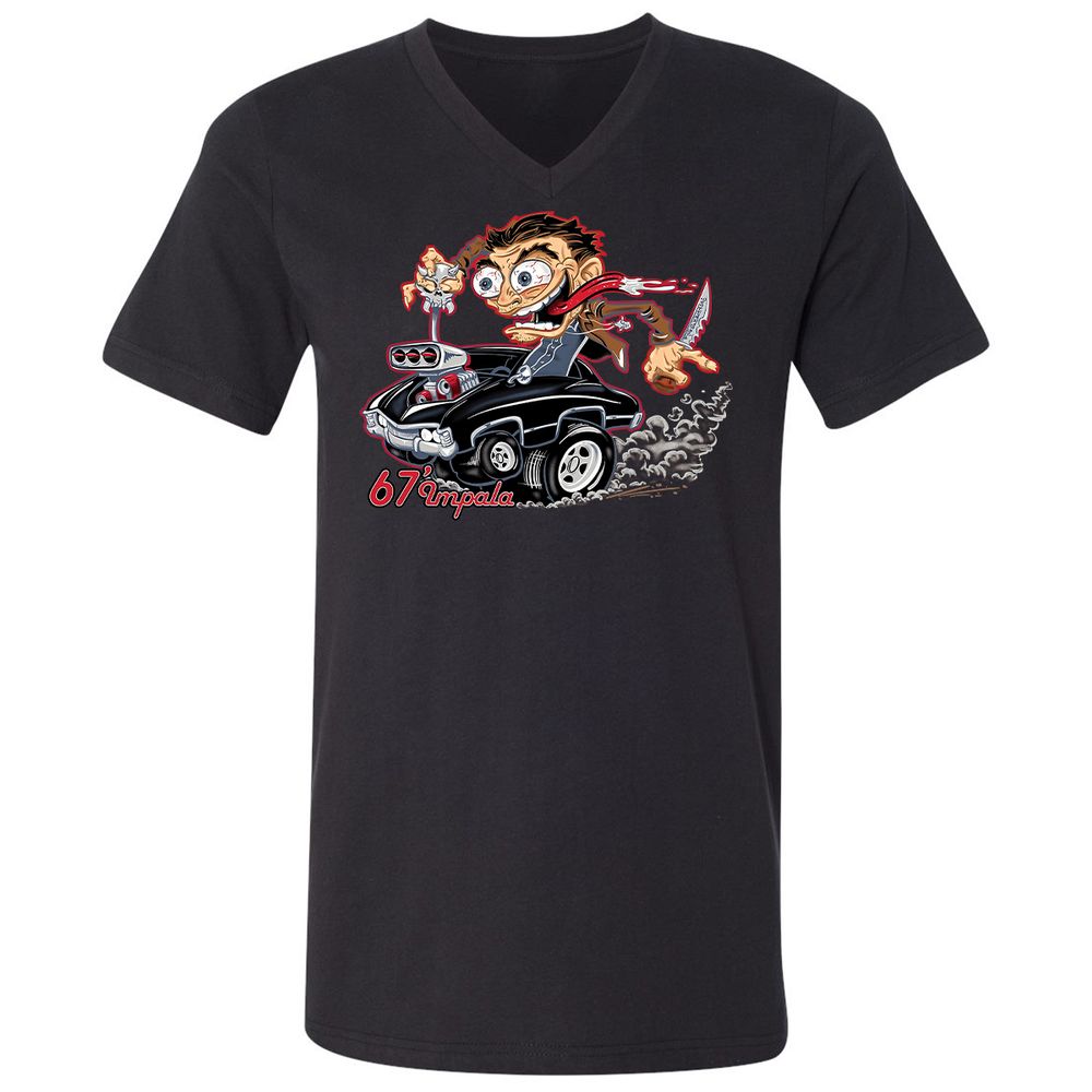 Unisex V-Neck T-Shirt - RKXFV9TJ - Black - 1