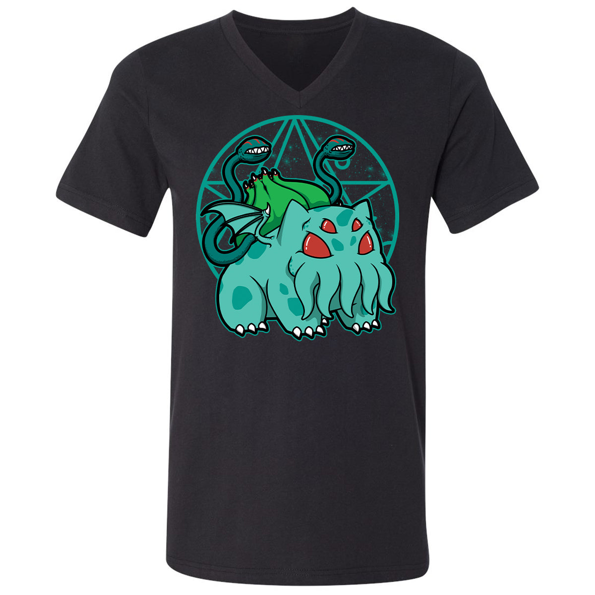 Unisex V-Neck T-Shirt - ZUWGGR9Q - Black - 1