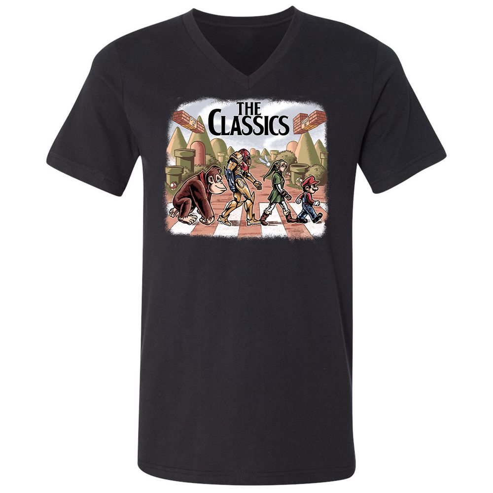 Unisex V-Neck T-Shirt - S9NRU7DJ - Black - 1