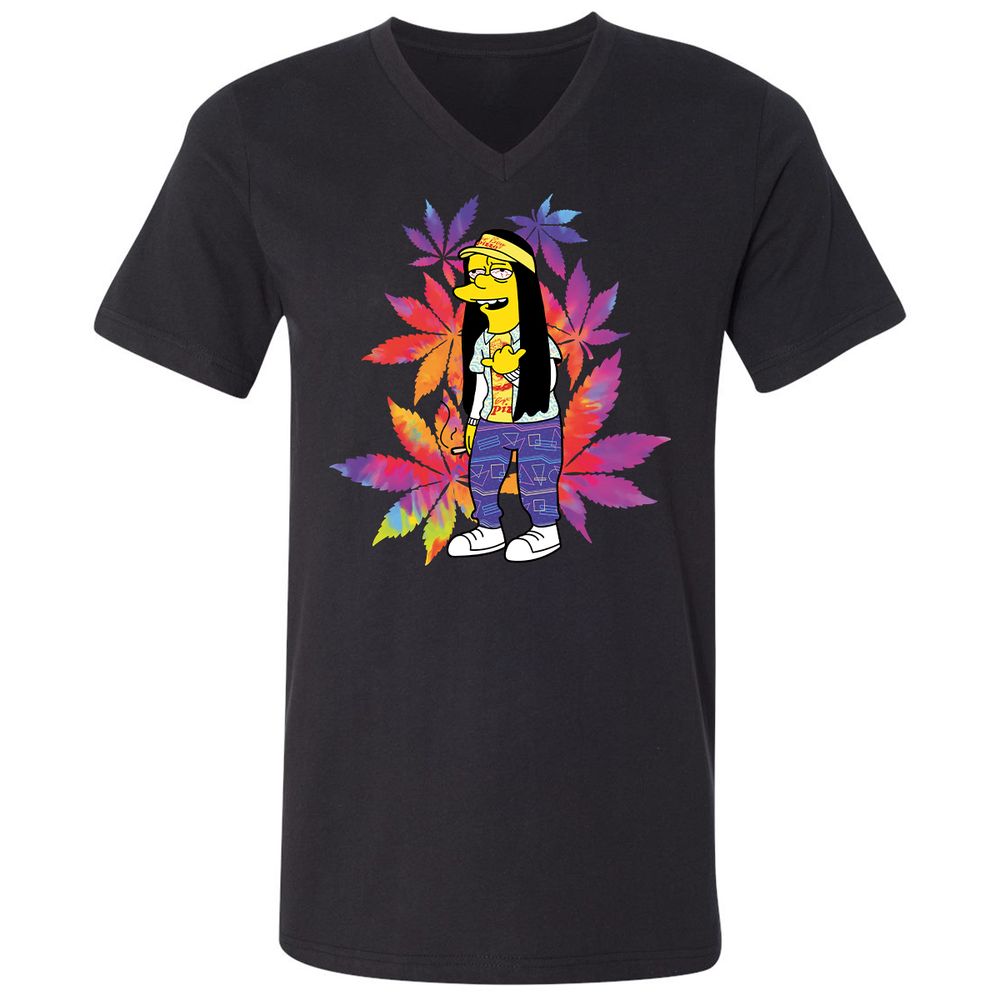 Unisex V-Neck T-Shirt - Z6S3TX8D - Black - 1