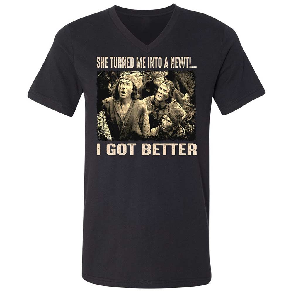 Unisex V-Neck T-Shirt - BPXQG833 - Black - 1