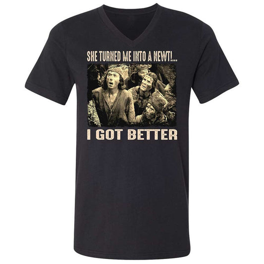 Unisex V-Neck T-Shirt - BPXQG833 - Black - 1