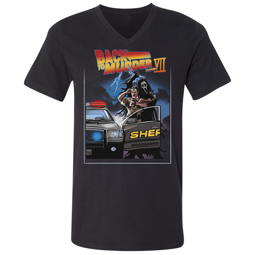 Unisex V-Neck T-Shirt - 7LE4TGQF - Black - 1