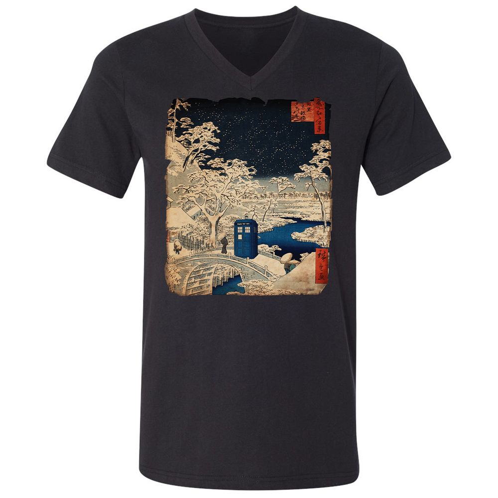 Unisex V-Neck T-Shirt - E3A7EQPL - Black - 1