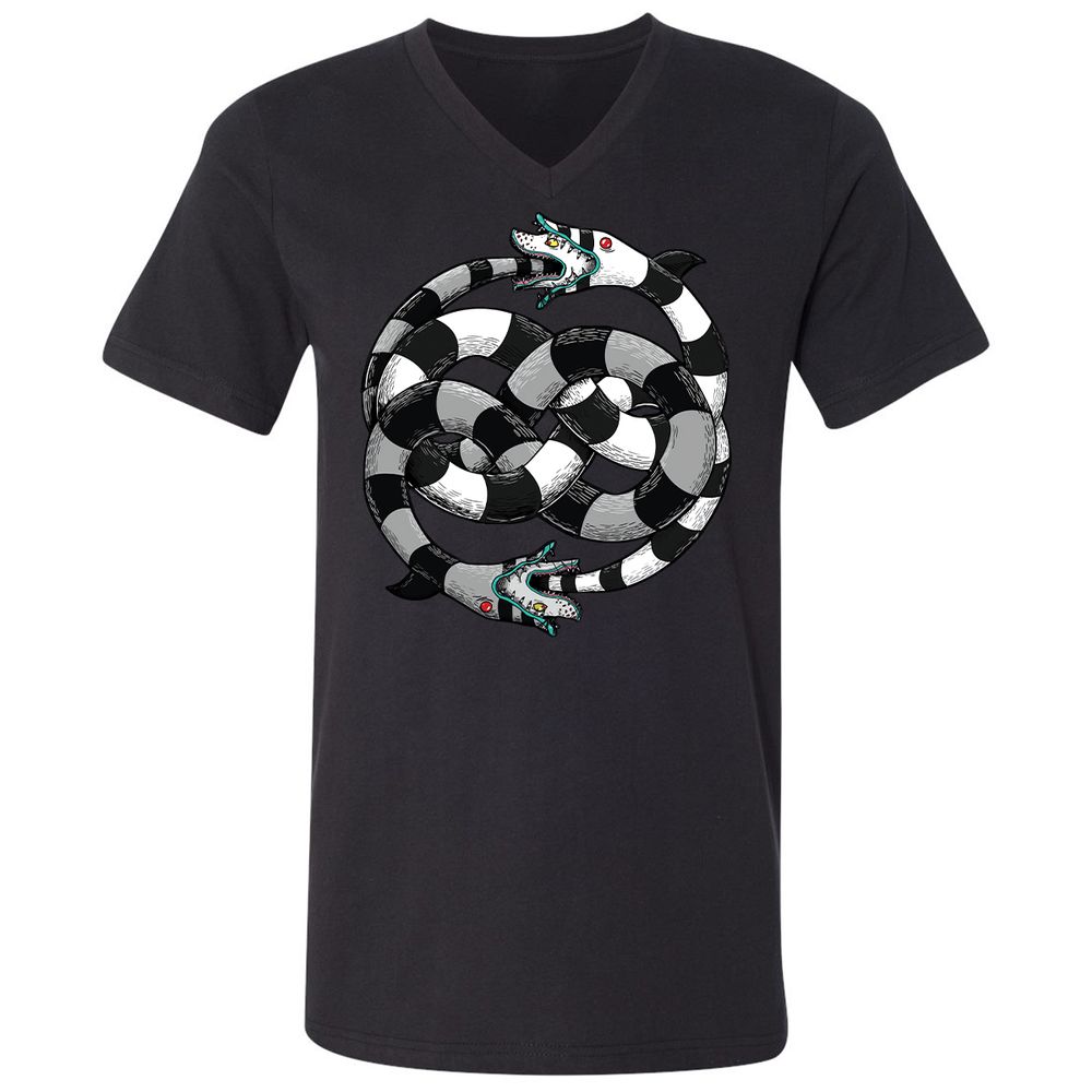 Unisex V-Neck T-Shirt - UXD4TBTZ - Black - 1