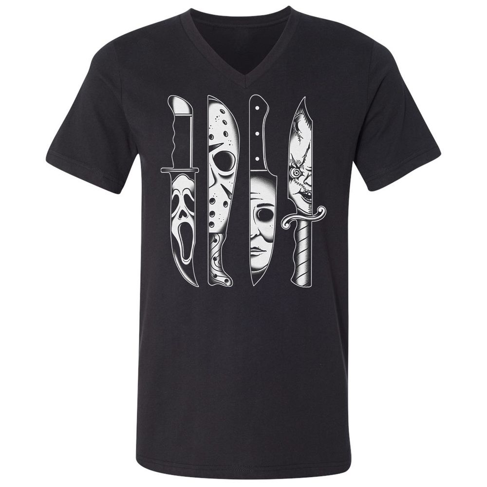 Unisex V-Neck T-Shirt - 91R624YQ - Black - 1
