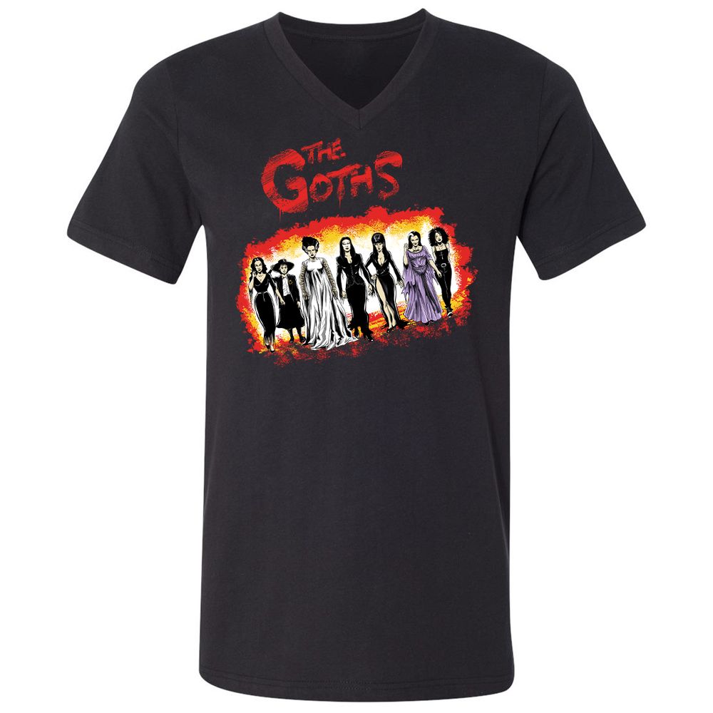 Unisex V-Neck T-Shirt - B7JH9KRL - Black - 1