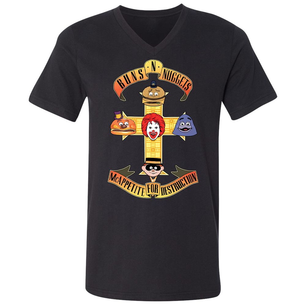 Unisex V-Neck T-Shirt - V2AB6LV9 - Black - 1