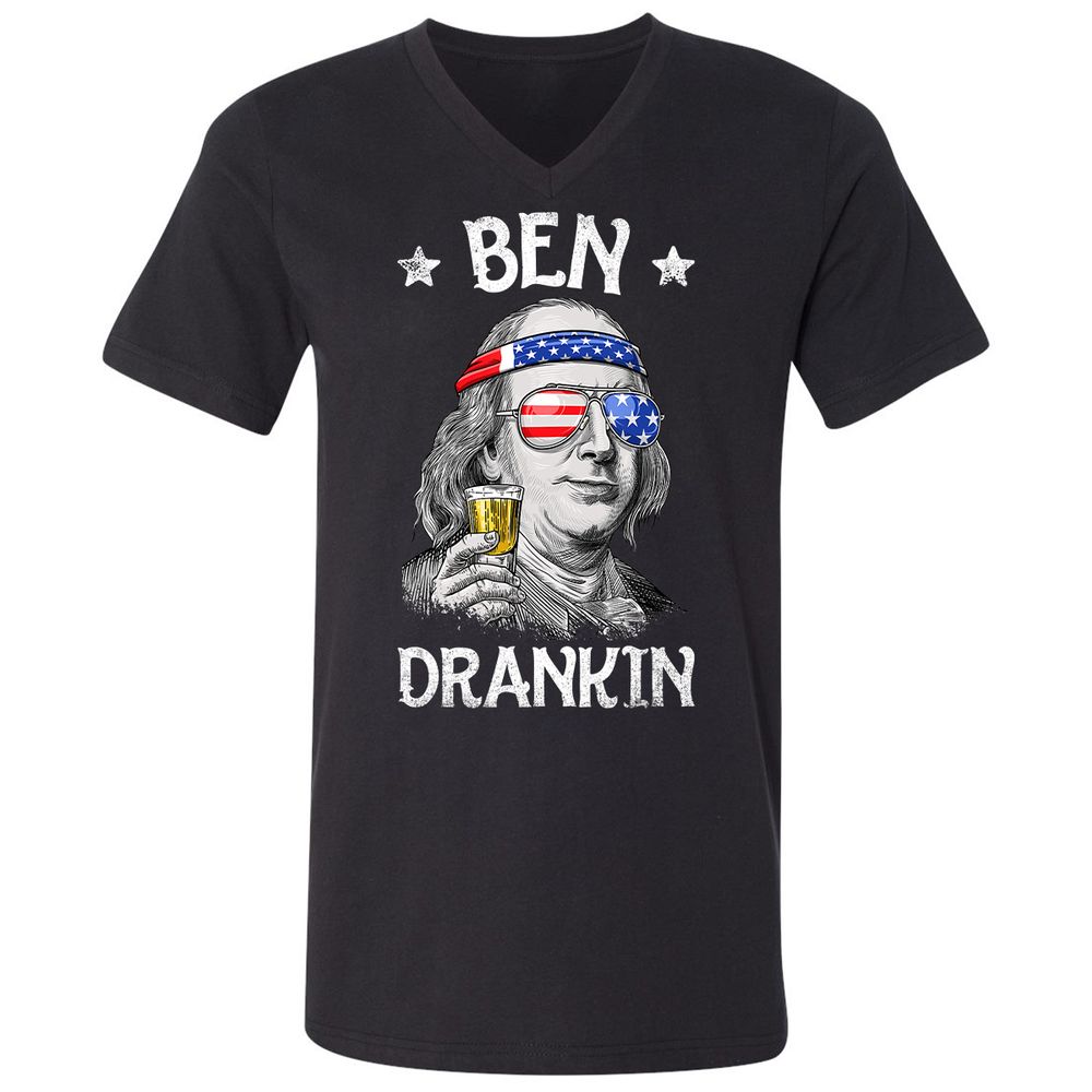 Unisex V-Neck T-Shirt - 8LX3S7S1 - Black - 1