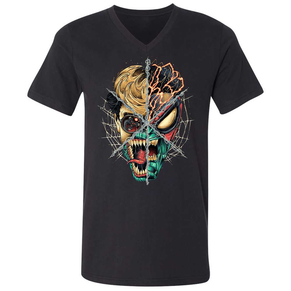 Unisex V-Neck T-Shirt - X1GMQ7E5 - Black - 1