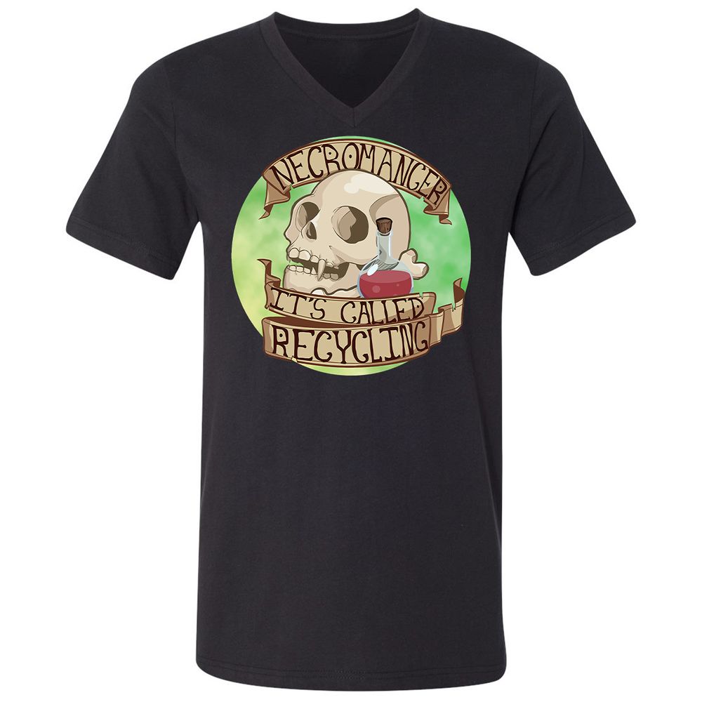 Unisex V-Neck T-Shirt - LTHSXDYK - Black - 1