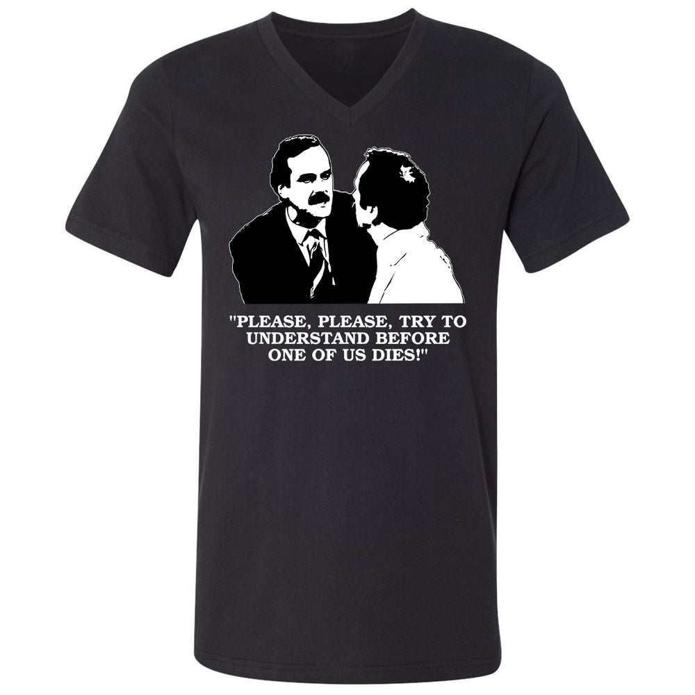 Unisex V-Neck T-Shirt - C82D5U26 - Black - 1