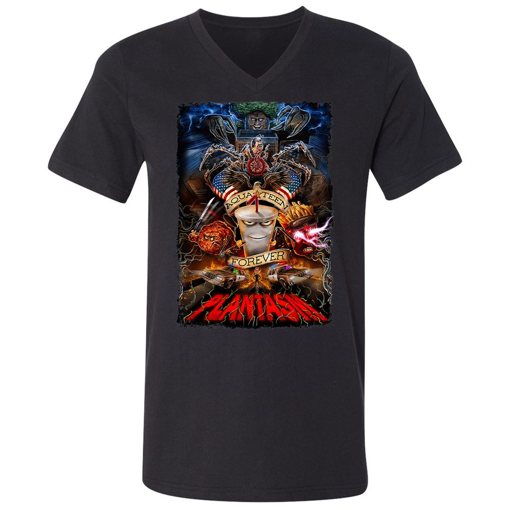 Unisex V-Neck T-Shirt - 76MN11L4 - Black - 1