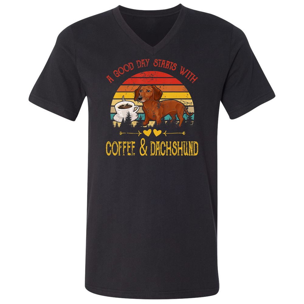 Unisex V-Neck T-Shirt - Y6U5B1AL - Black - 1