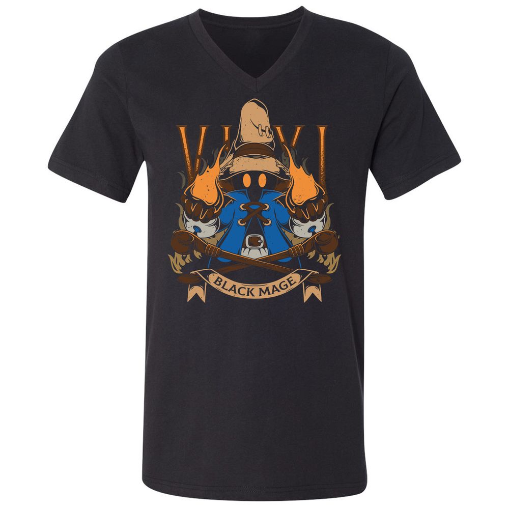 Unisex V-Neck T-Shirt - B7JLPEVA - Black - 1