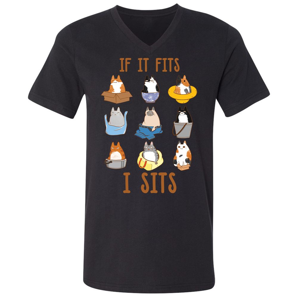 Unisex V-Neck T-Shirt - 6ZDH71YS - Black - 1