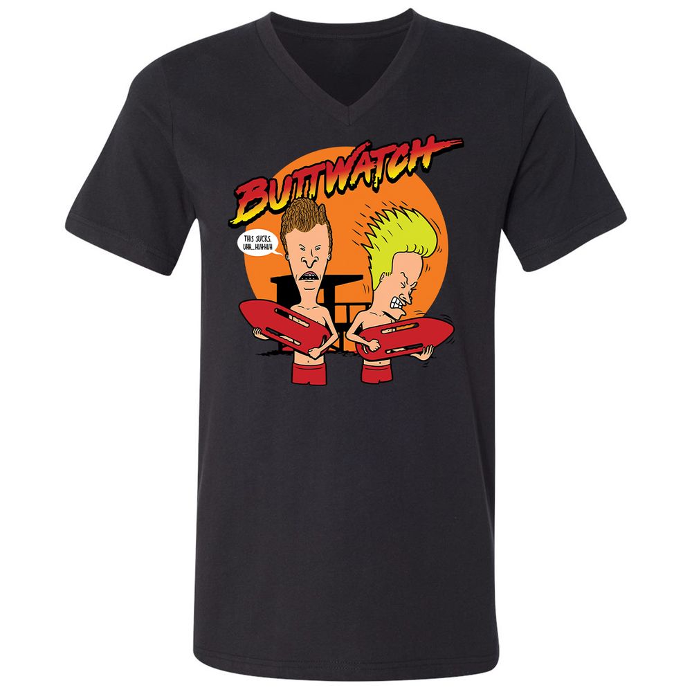 Unisex V-Neck T-Shirt - MZ2D34U5 - Black - 1