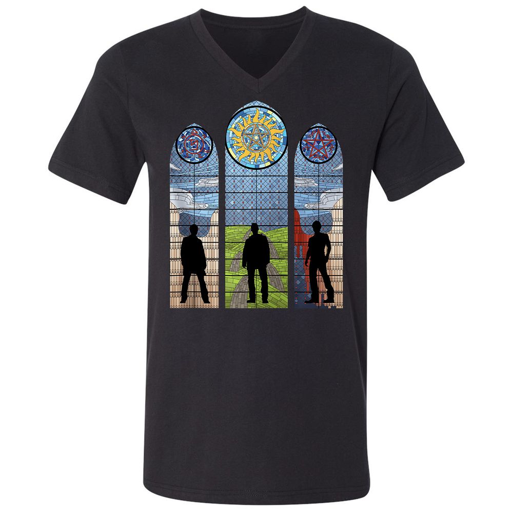 Unisex V-Neck T-Shirt - QE95G5RU - Black - 1