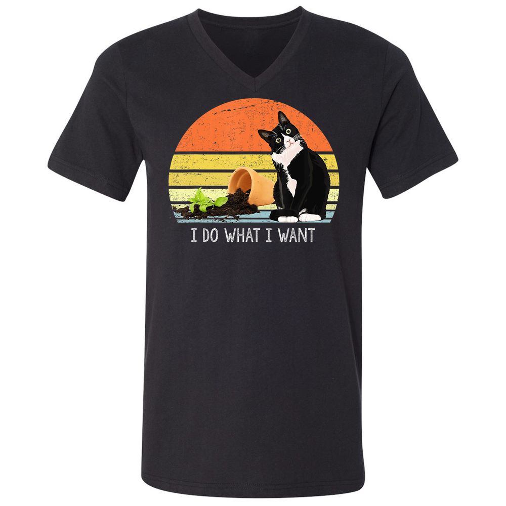 Unisex V-Neck T-Shirt - XWG6LZAG - Black - 1