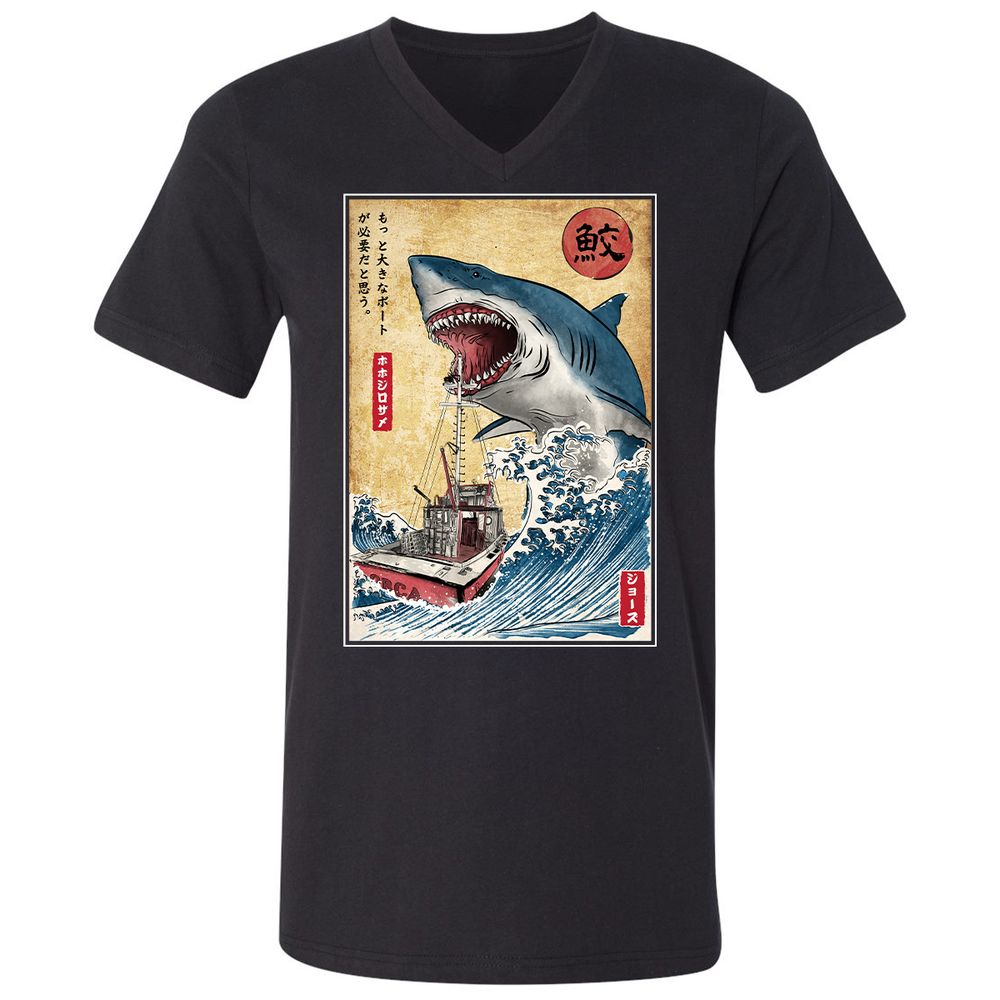 Unisex V-Neck T-Shirt - YBQALJT3 - Black - 1