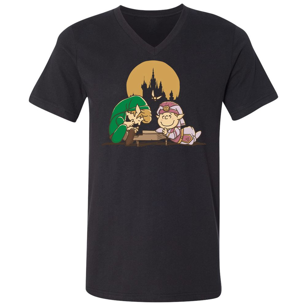 Unisex V-Neck T-Shirt - H357B76V - Black - 1