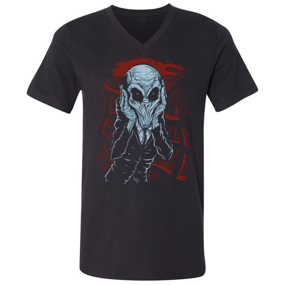 Unisex V-Neck T-Shirt - H54W6YJ9 - Black - 1