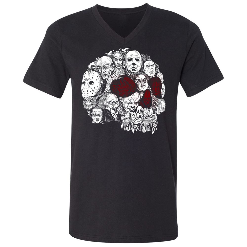 Unisex V-Neck T-Shirt - R8L5UHVT - Black - 1