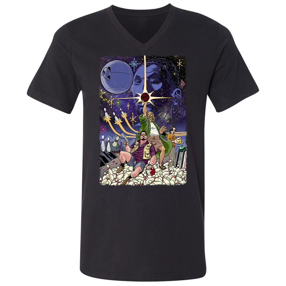 Unisex V-Neck T-Shirt - 9Y5VN3E2 - Black - 1