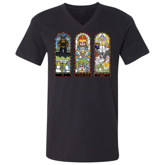 Unisex V-Neck T-Shirt - KYJPKQNR - Black - 1