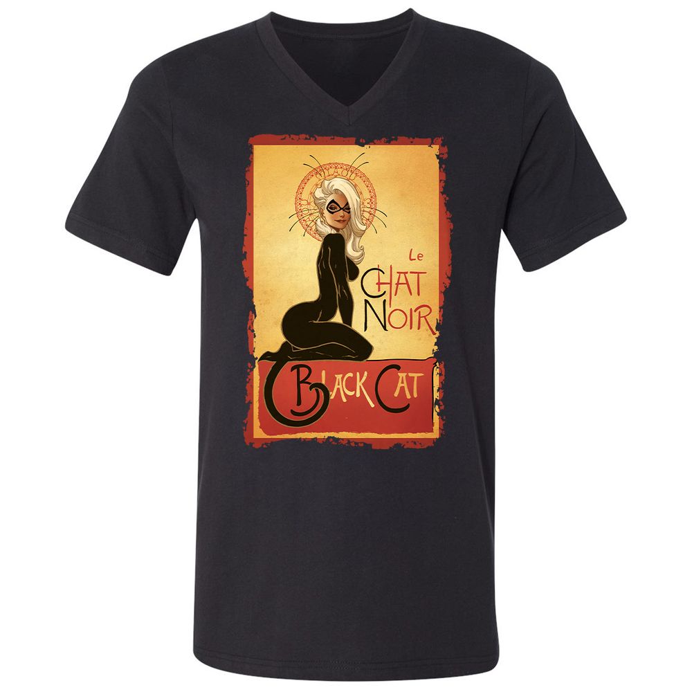 Unisex V-Neck T-Shirt - NPJT5W6F - Black - 1