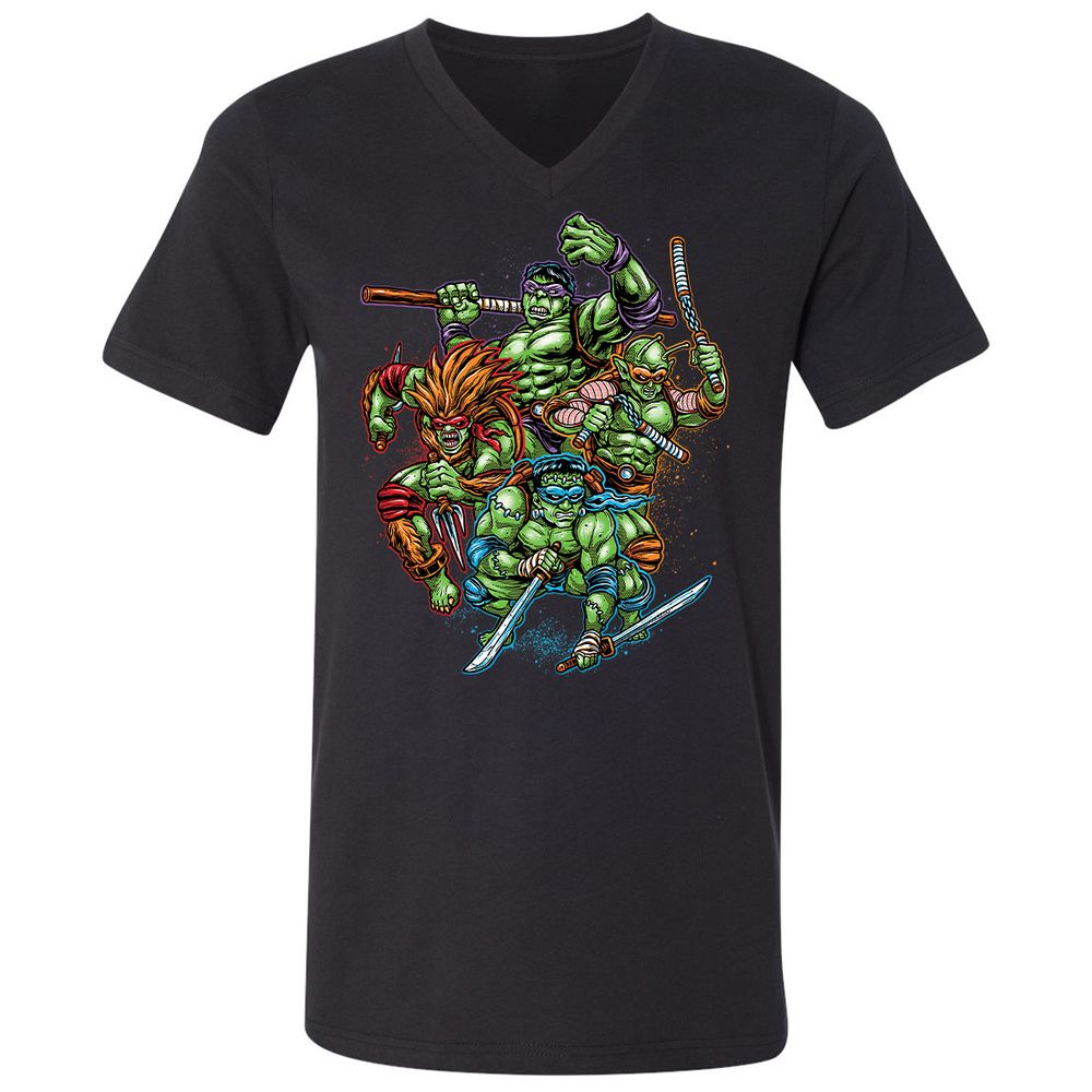 Unisex V-Neck T-Shirt - 89PUVF6B - Black - 1