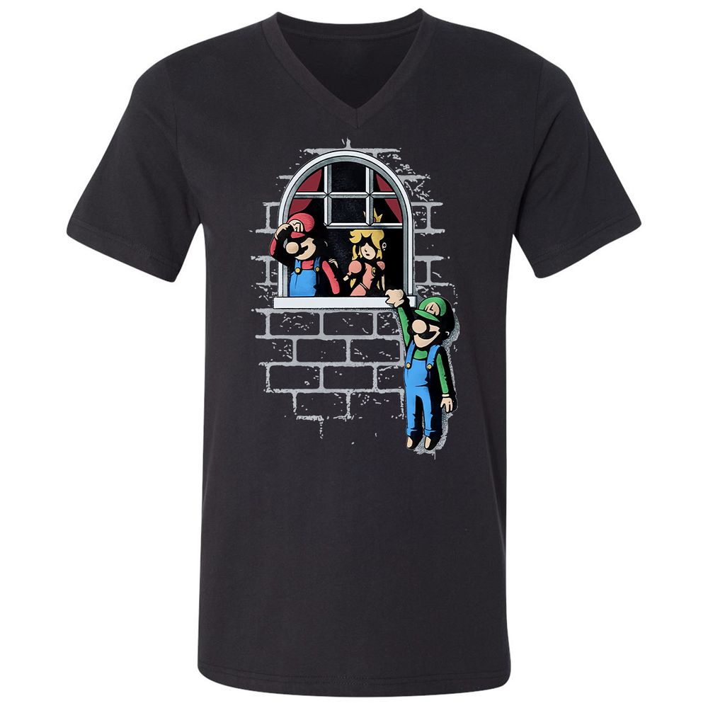 Unisex V-Neck T-Shirt - CBV7YKQQ - Black - 1