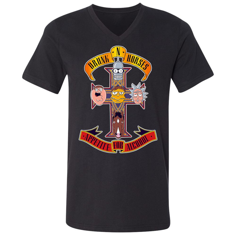 Unisex V-Neck T-Shirt - 48UHCCNW - Black - 1