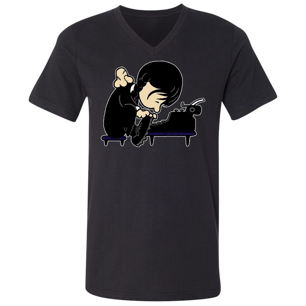 Unisex V-Neck T-Shirt - XN2BHXFV - Black - 1