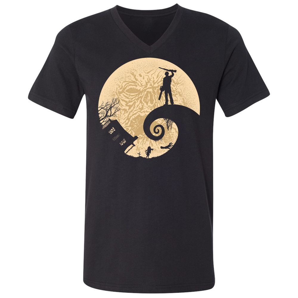 Unisex V-Neck T-Shirt - ERFUVQDL - Black - 1