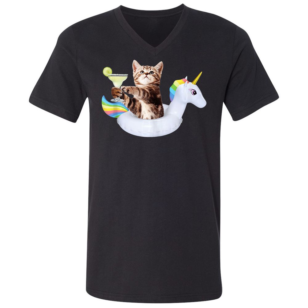 Unisex V-Neck T-Shirt - YWKQTJC4 - Black - 1