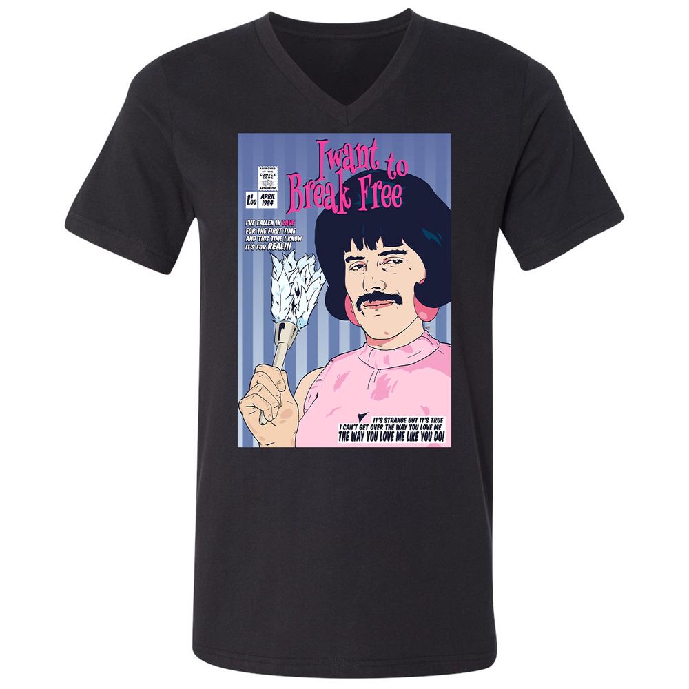 Unisex V-Neck T-Shirt - GGVQ9WXT - Black - 1