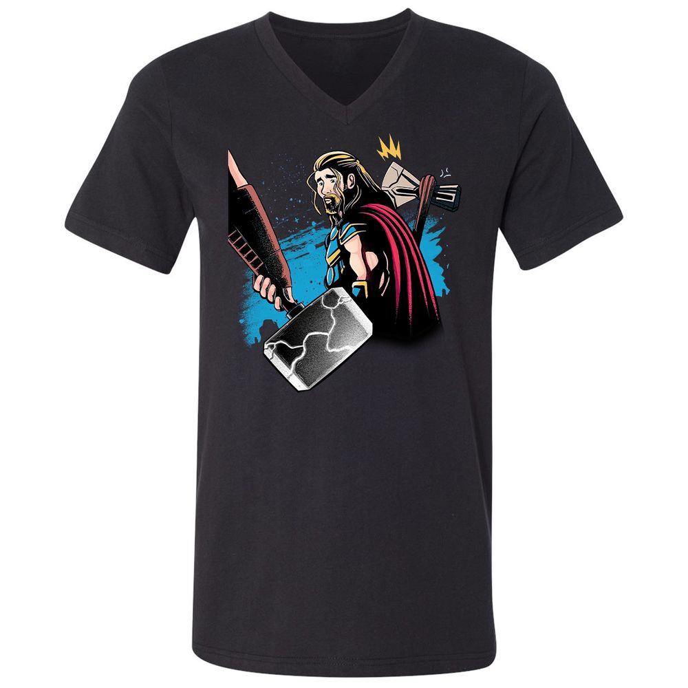 Unisex V-Neck T-Shirt - R4BTFEFH - Black - 1