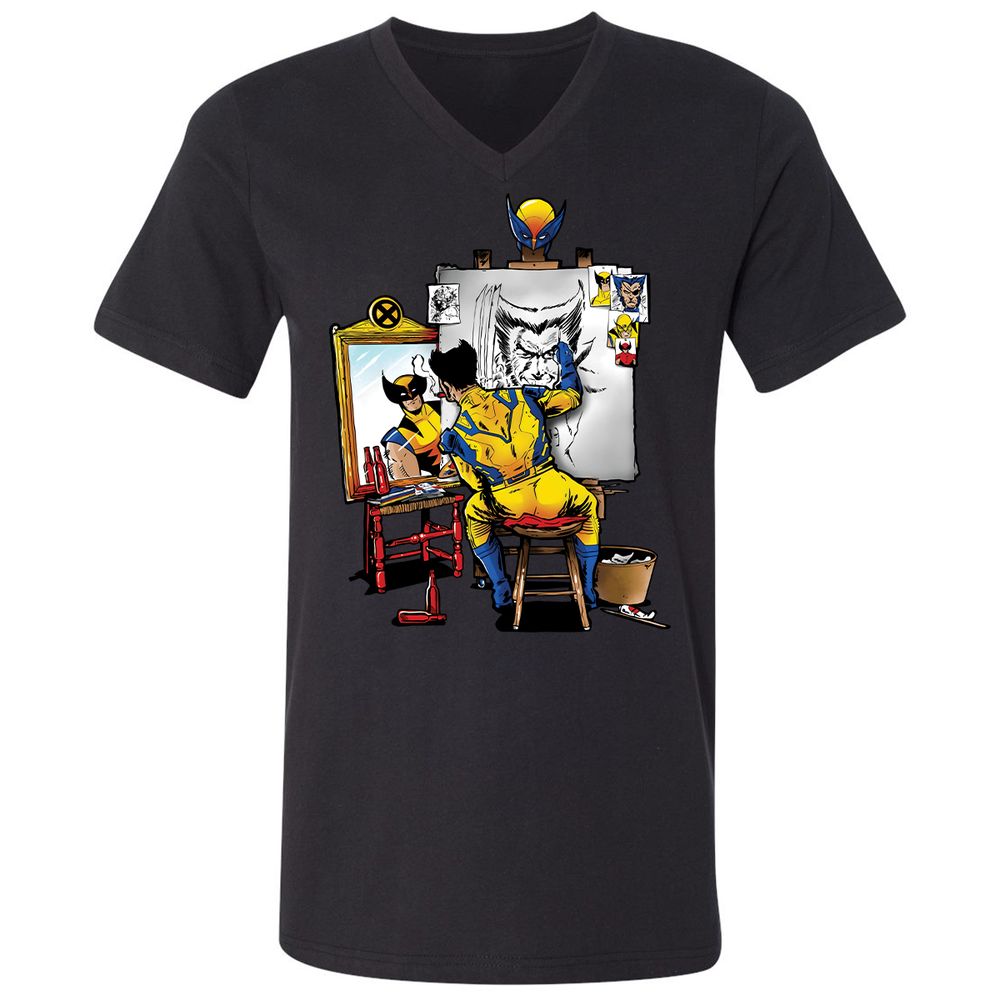 Unisex V-Neck T-Shirt - D9ZMUZ84 - Black - 1