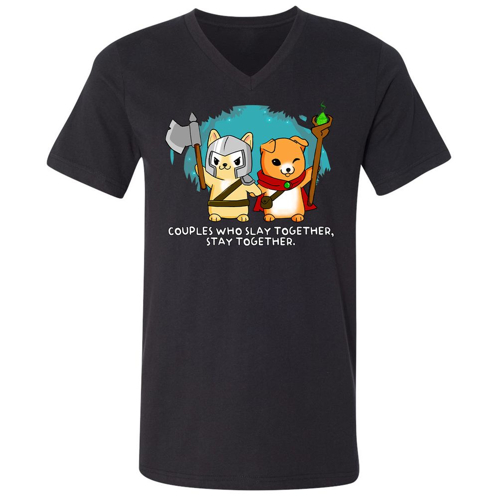 Unisex V-Neck T-Shirt - HP52UDY1 - Black - 1