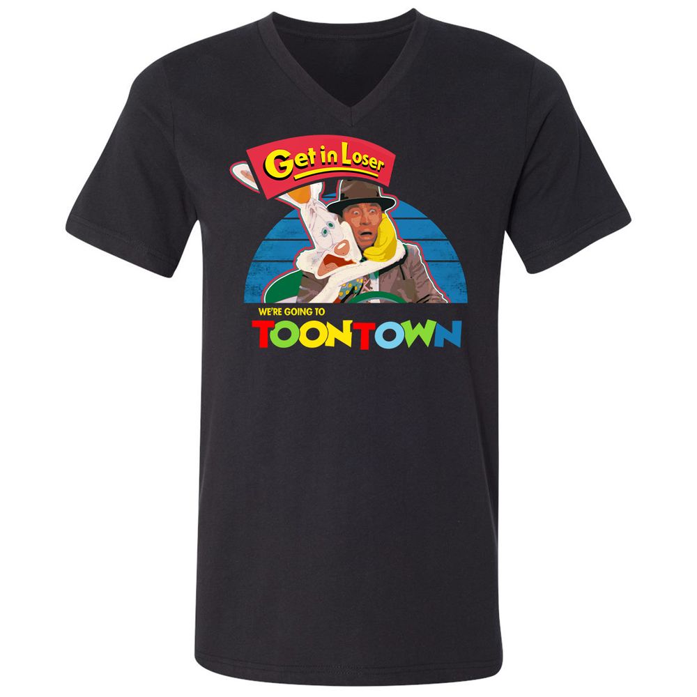 Unisex V-Neck T-Shirt - 4PXMDE5V - Black - 1