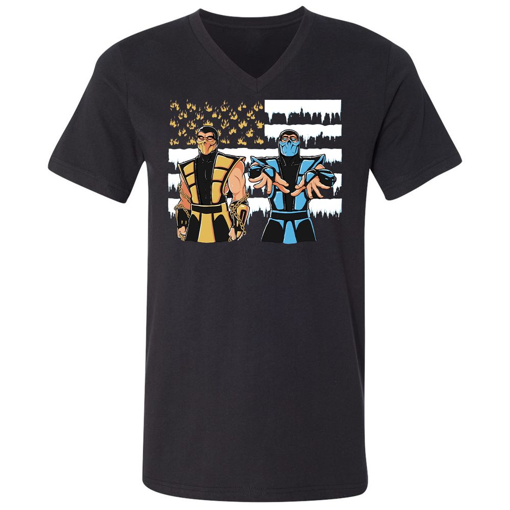 Unisex V-Neck T-Shirt - 7Y214UWY - Black - 1