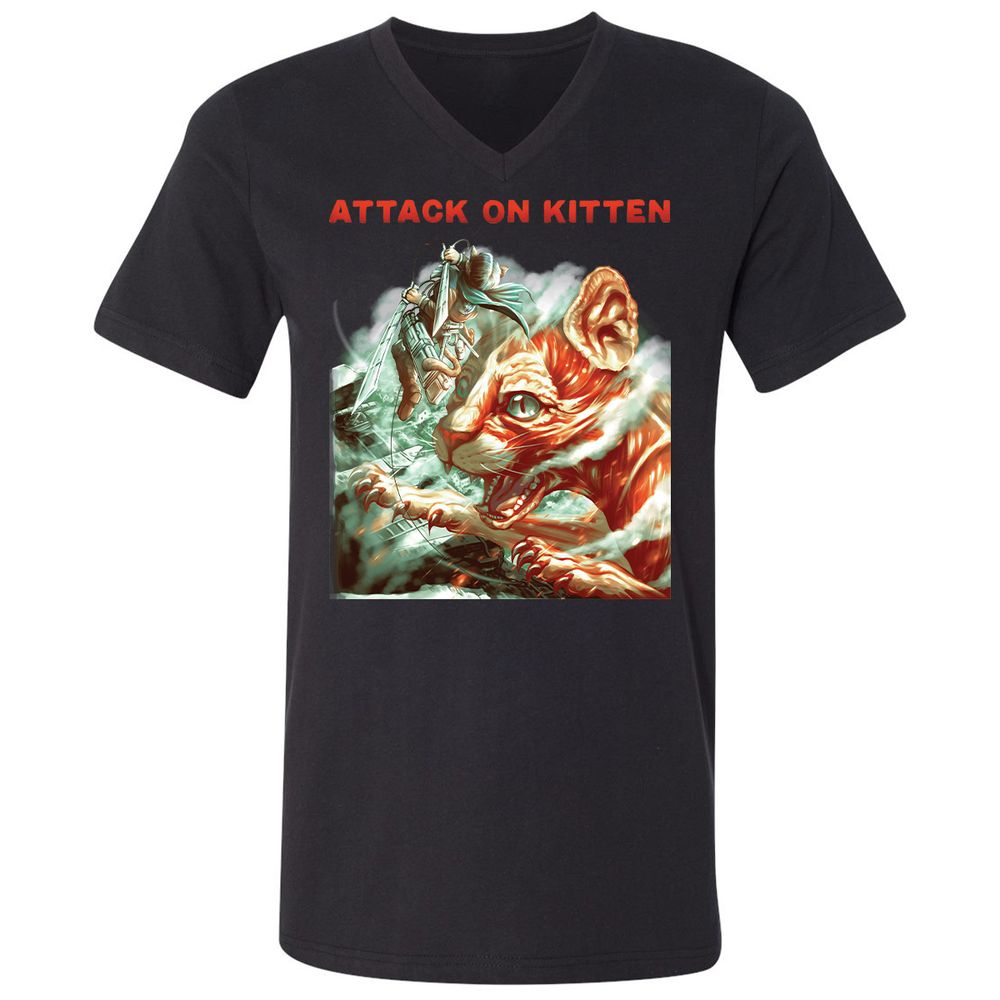 Unisex V-Neck T-Shirt - YSMT8Z6F - Black - 1