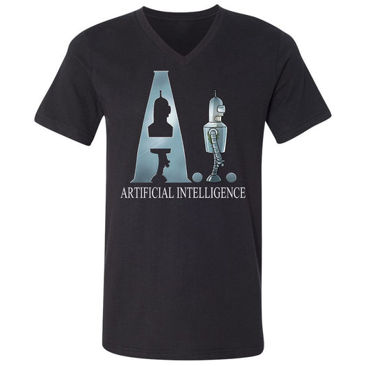 Unisex V-Neck T-Shirt - VZ78RP54 - Black - 1