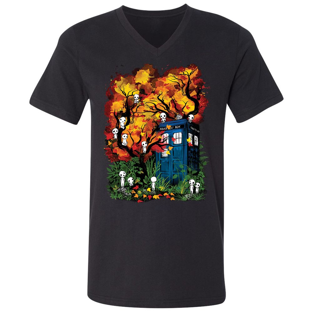 Unisex V-Neck T-Shirt - 57R19E23 - Black - 1
